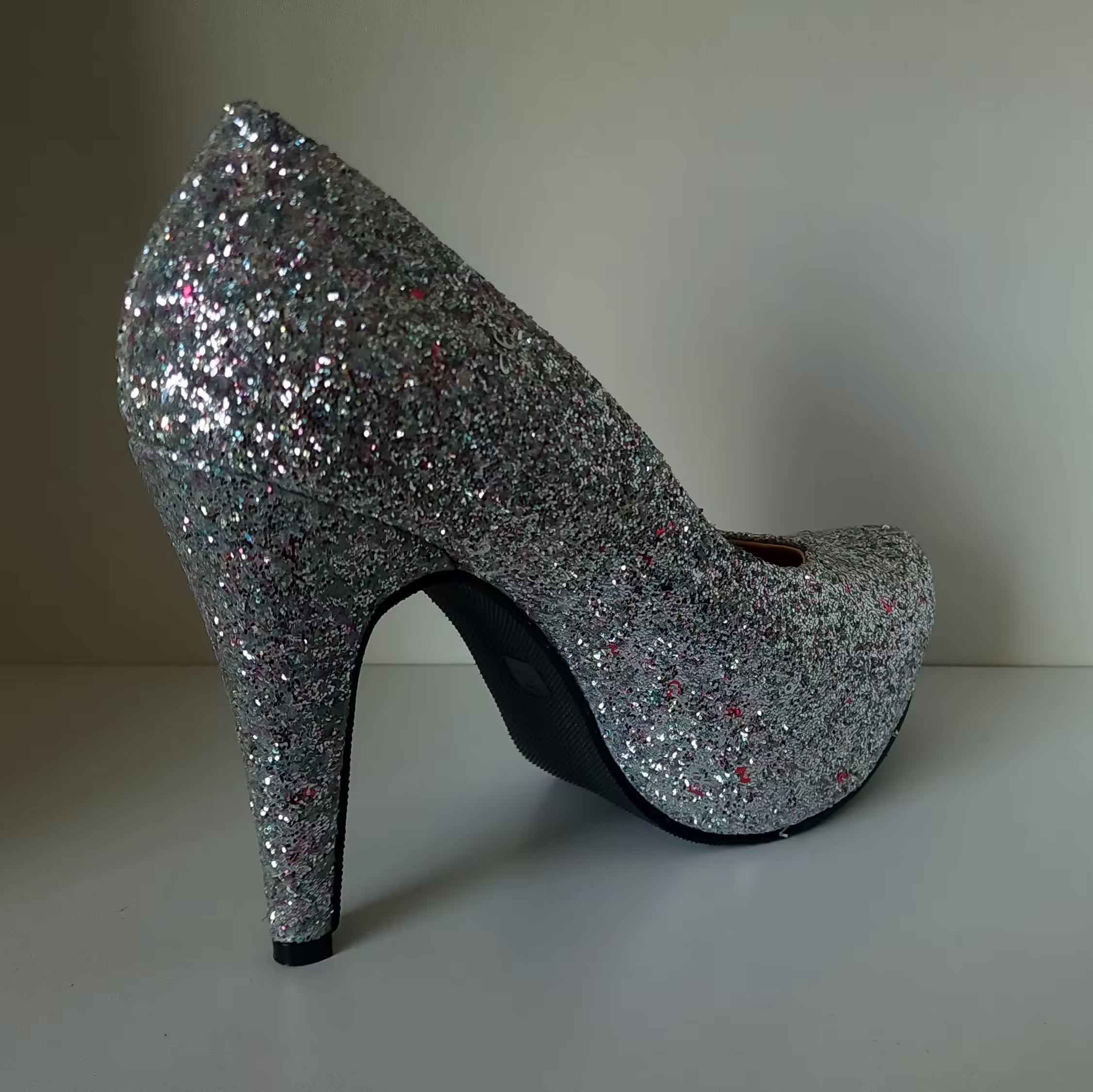 pumps escarchado plata