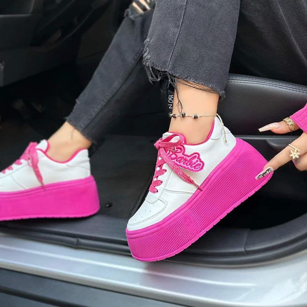 zapatillas barbie rosa-blanca