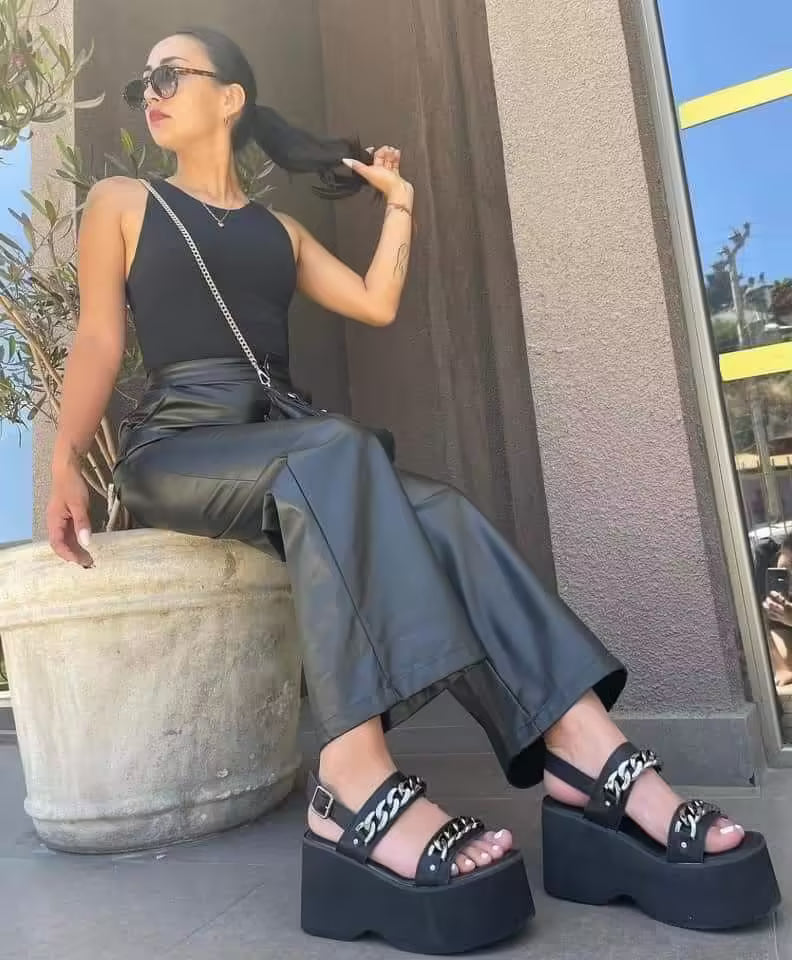 Sandalias microfibra negro