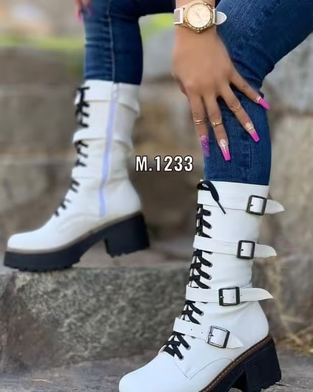 Botas ecocuero blanco