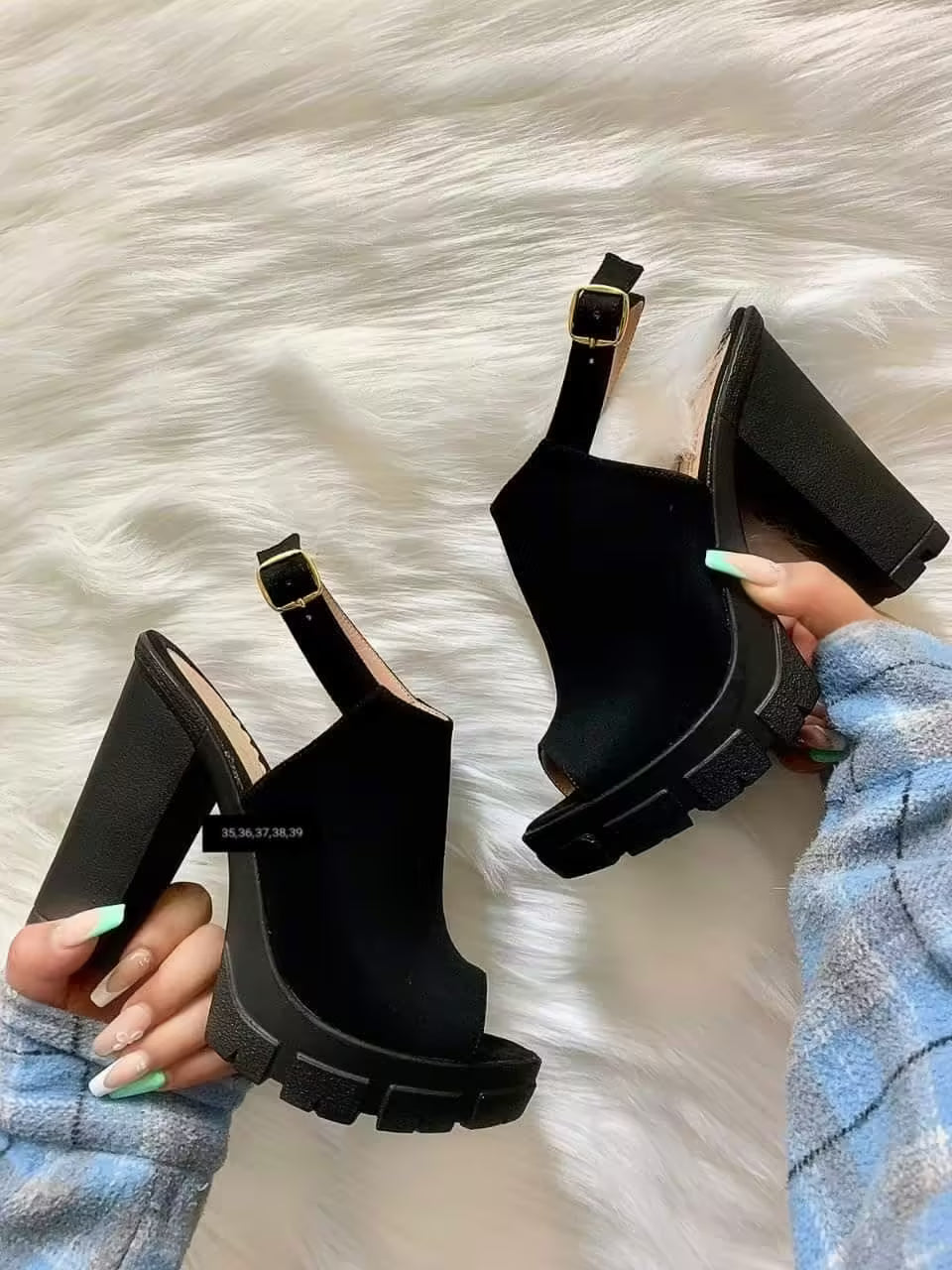 Sandalias gamuza negro