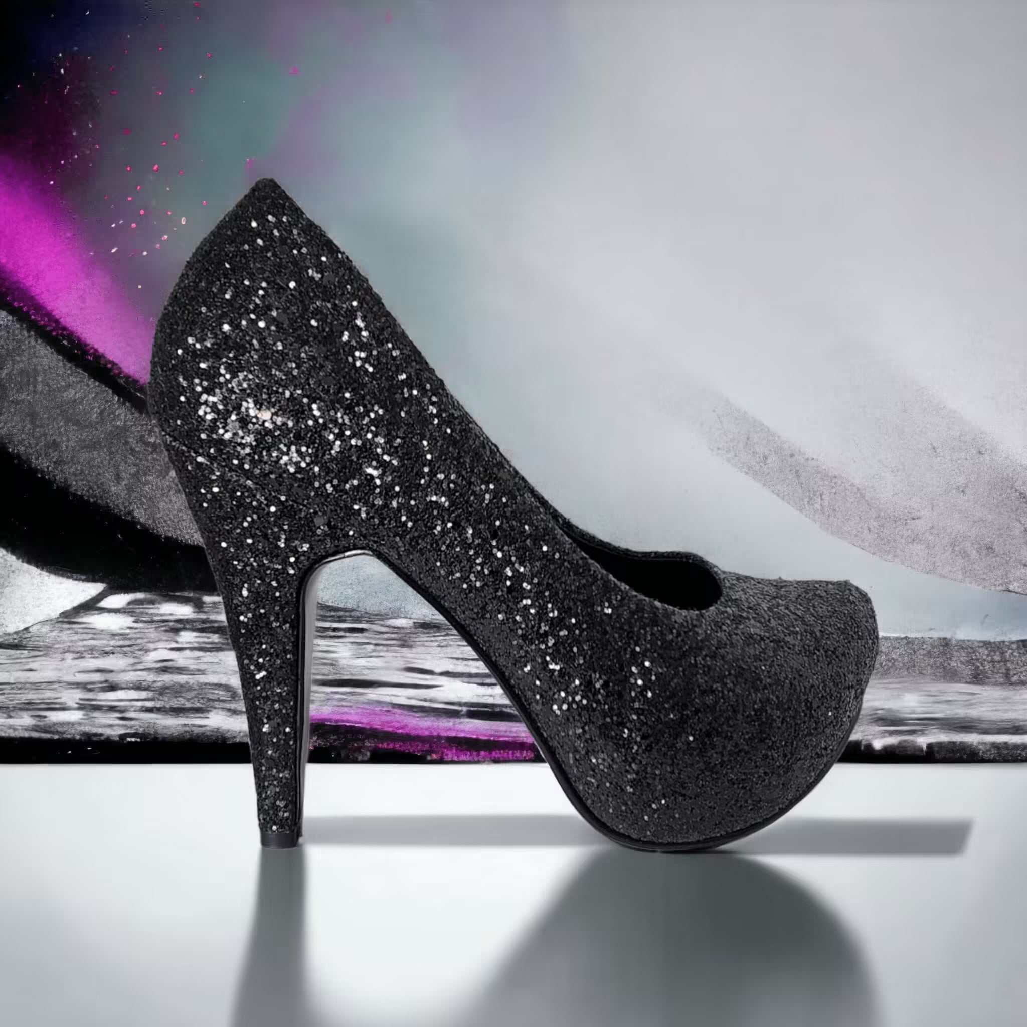 pumps escarchado negro