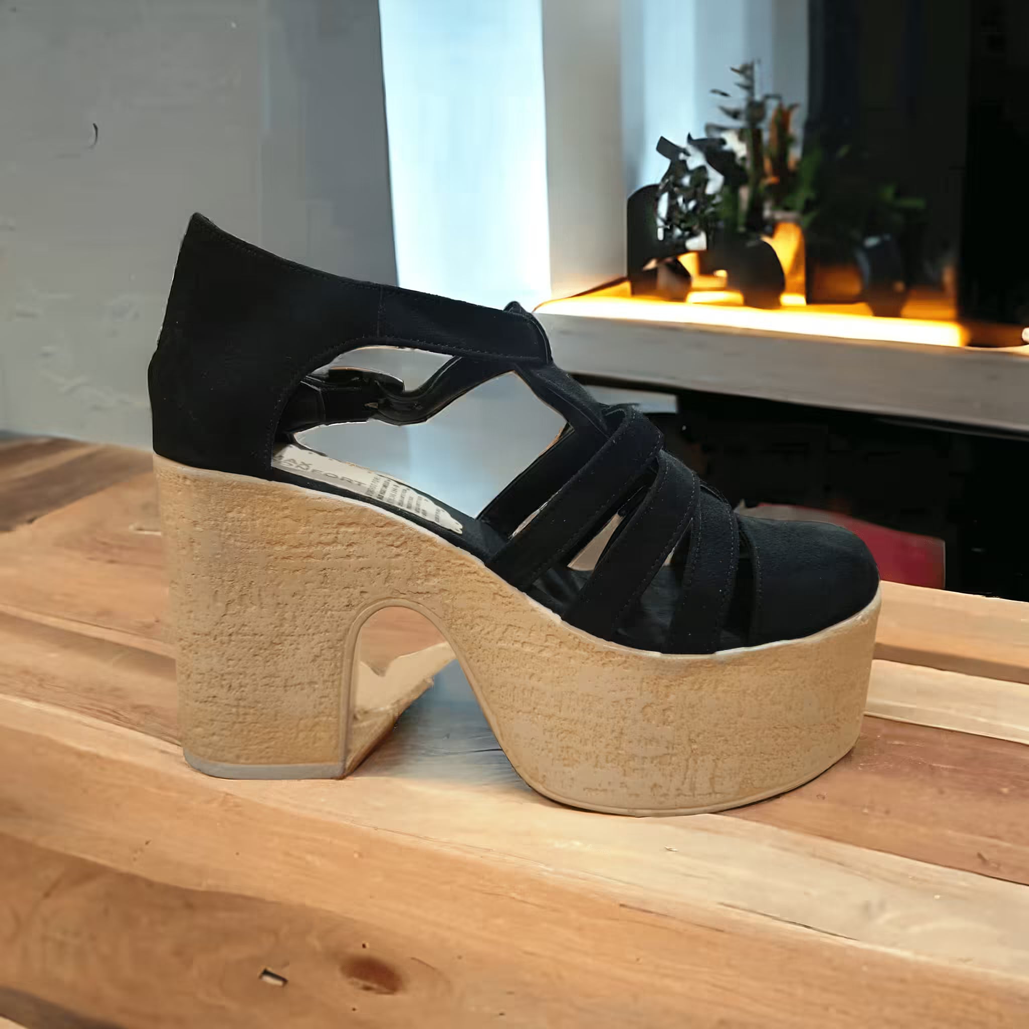 Sandalias gamuza color negro