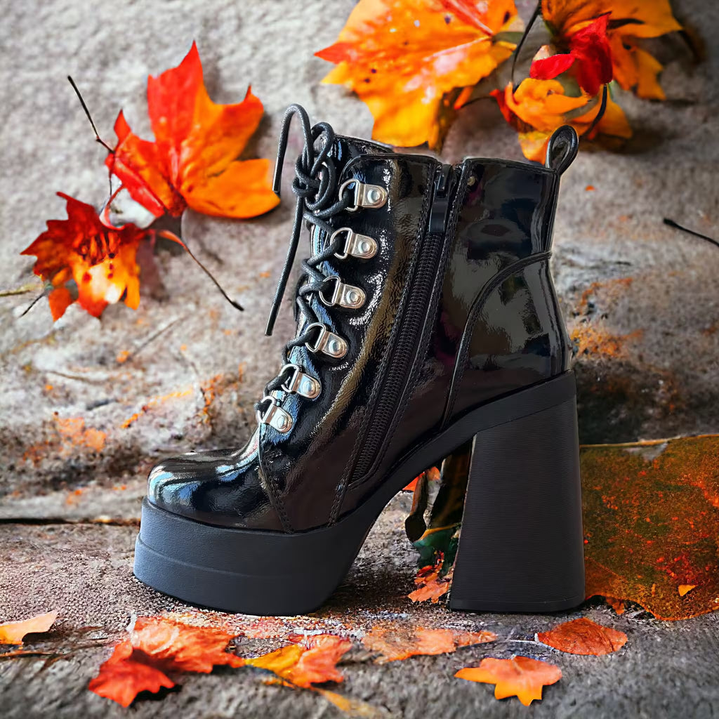 botines negro/charol