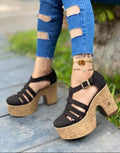 Sandalias gamuza color negro