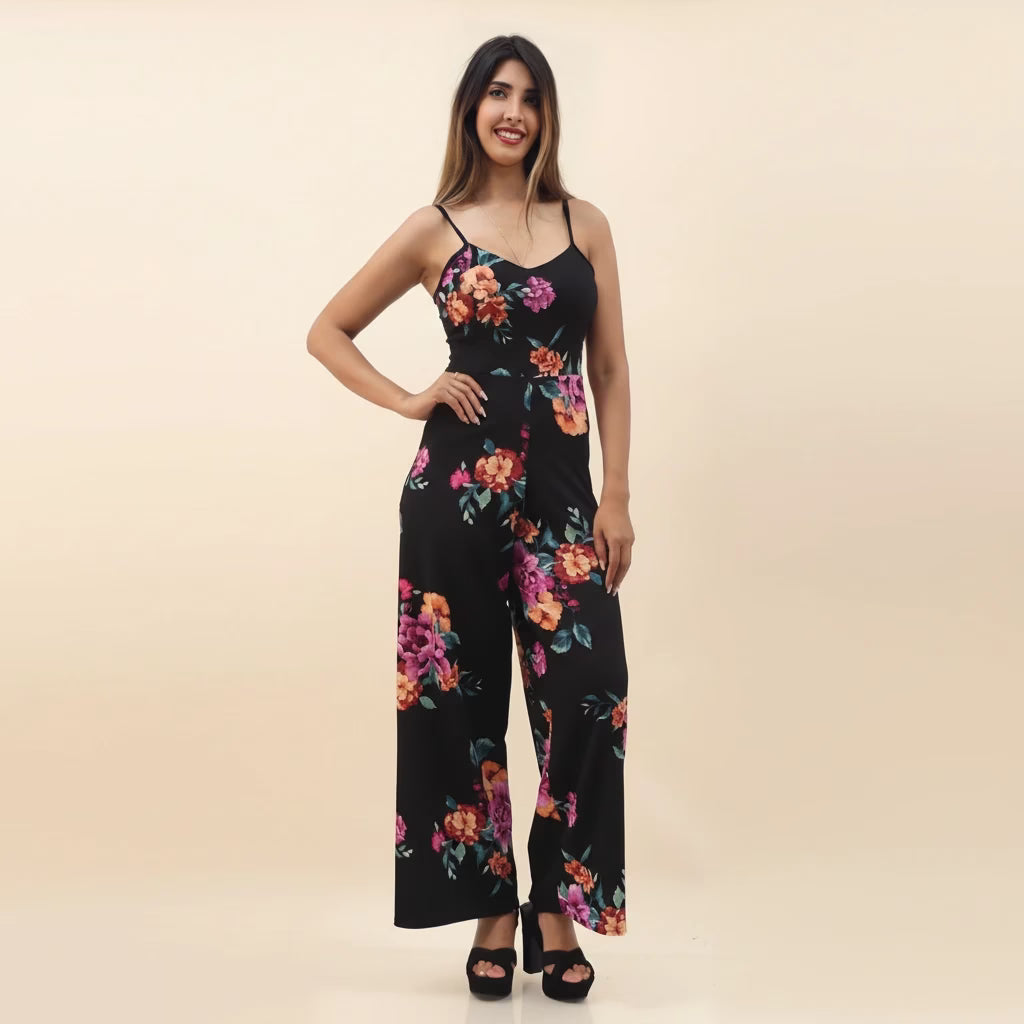 Enterito color negro flores