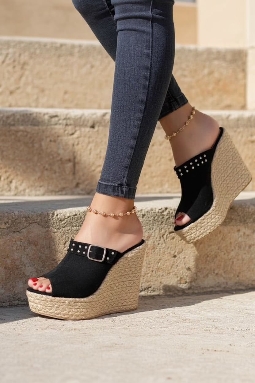Sandalias gamuza negro