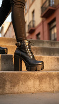 Botines negro eco cuero