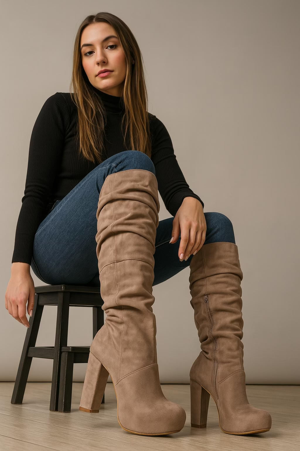 Botas gamuza beige
