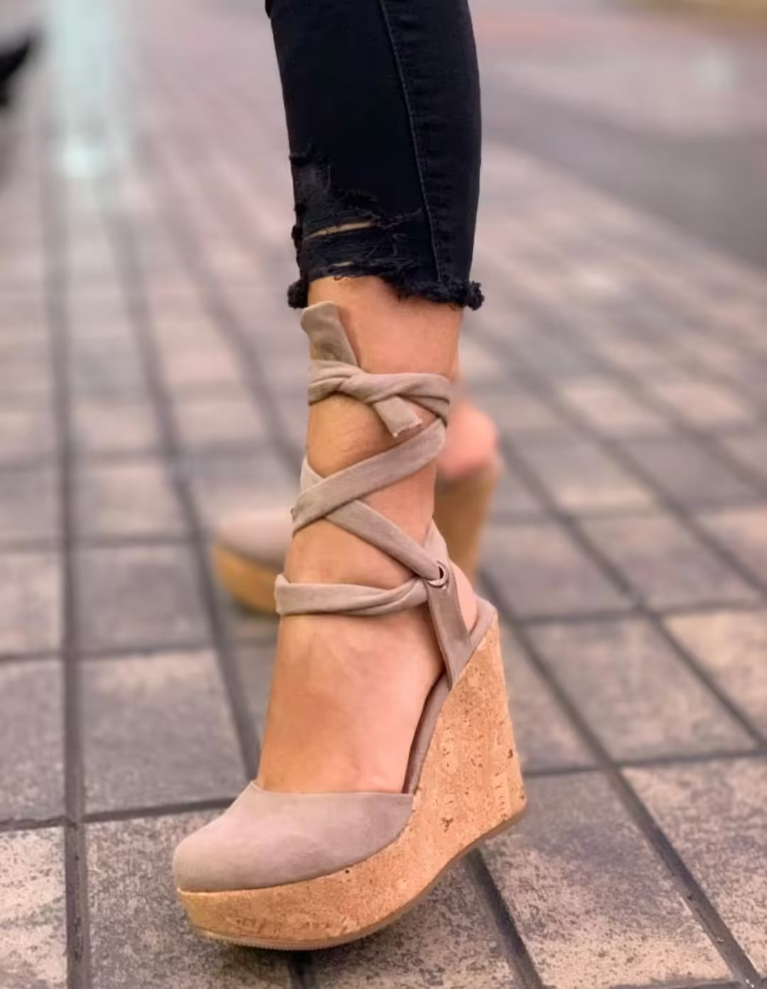 Sandalias gamuza color papa