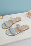 Sandalias planas plateadas