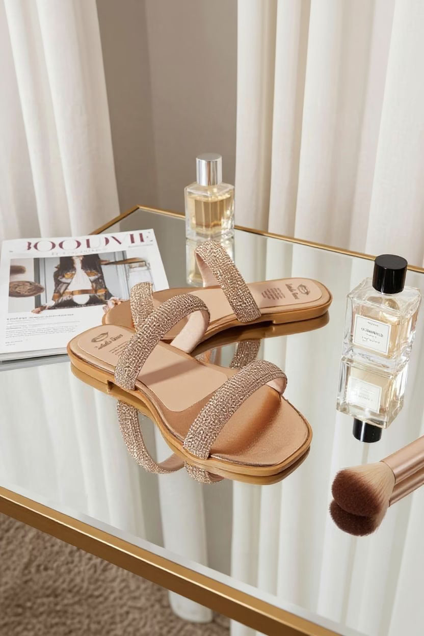 Sandalias planas color bronce