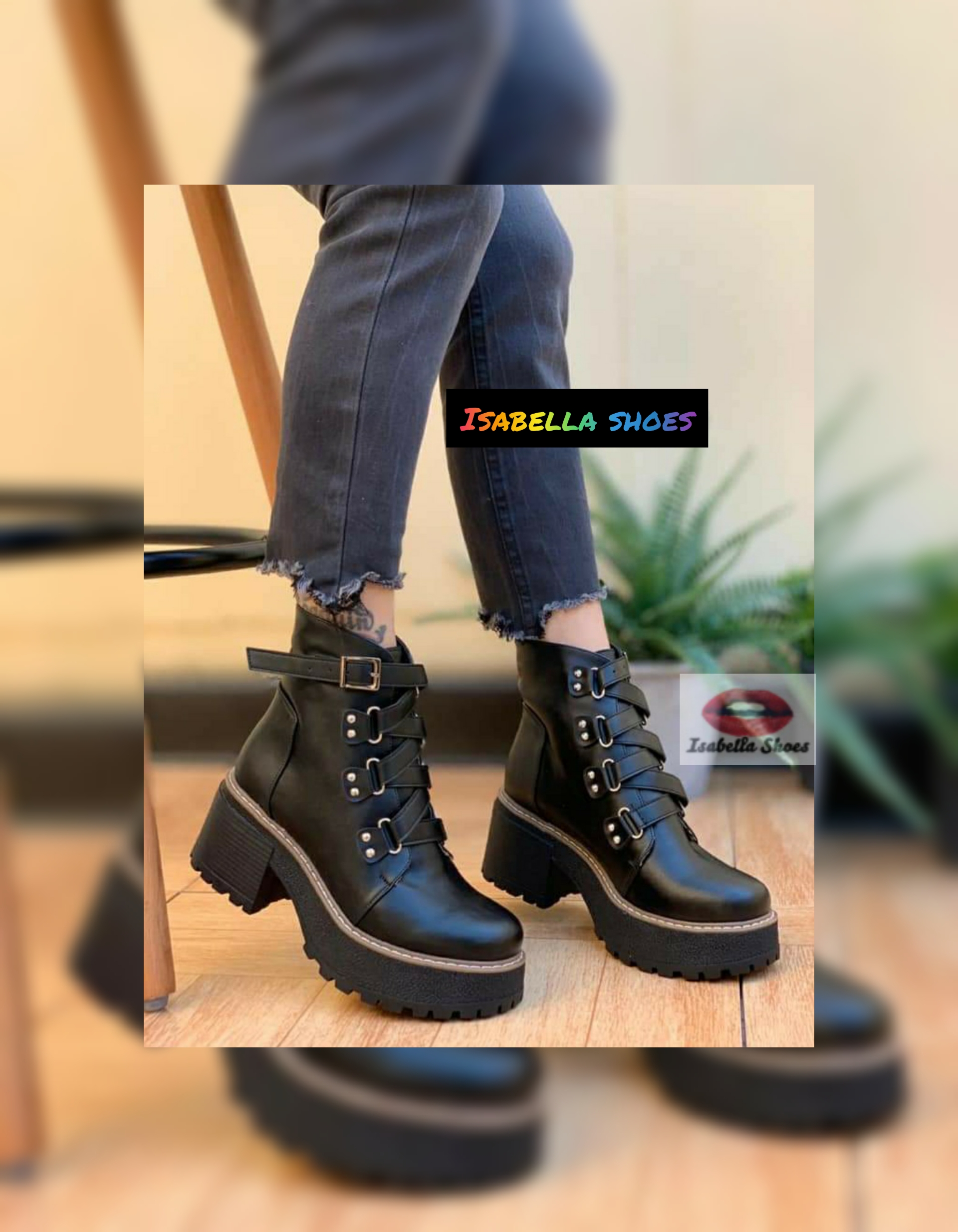 Botines cuero peruano negro - Isabella shoes